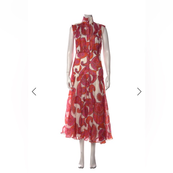 Zimmermann Dresses & Skirts - Zimmerman Rami Pink & Orange Paisley Sleeveless Midi Dress, Size 1